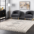 Off White Moroccan Shag Runner Rug E392910