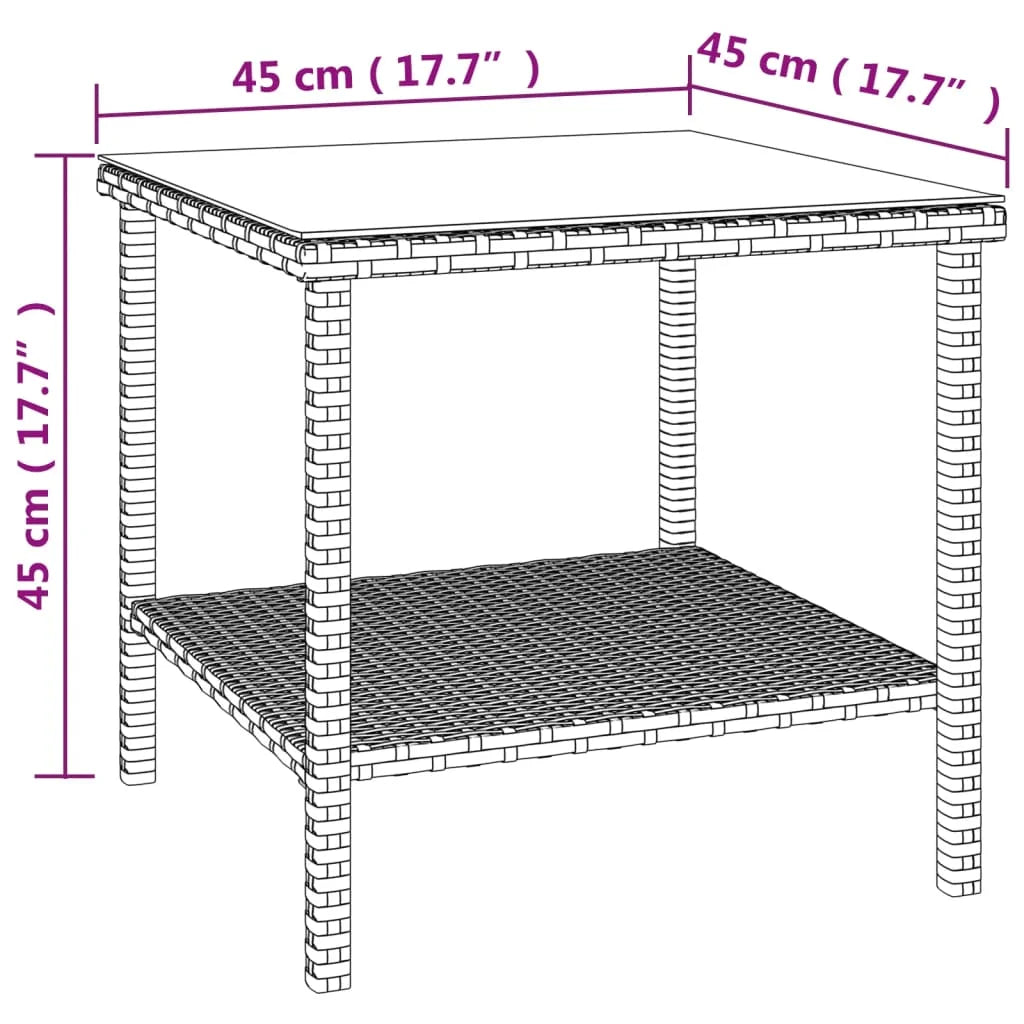 Black Poly Rattan and Tempered Glass Side Table Y22862