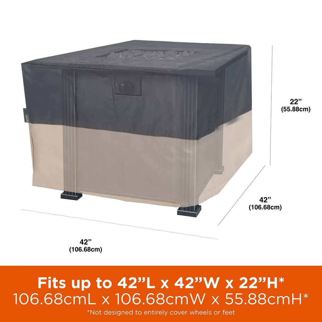 Square Fire Pit Table Cover, 42"L x 42"W x 22"H, Gray W494