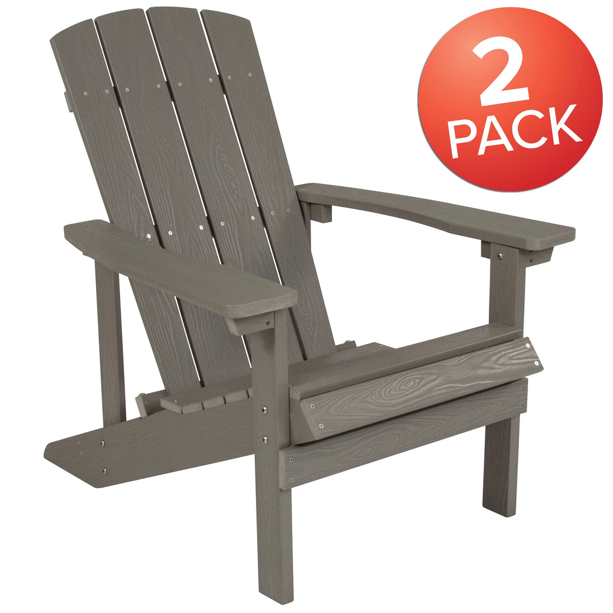 Set of 2 Gray All-Weather Poly Resin Adirondack Chairs O258237