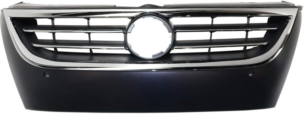 Primed Black Plastic Grille Assembly with Chrome Molding and Distance Sensor Hole O38632
