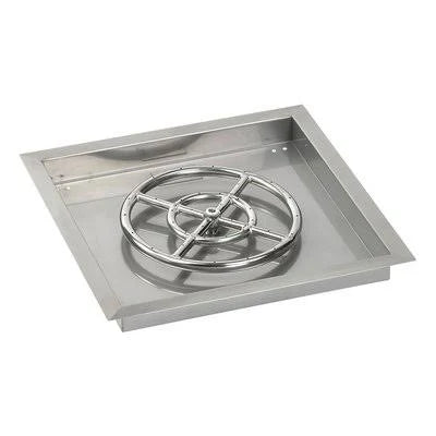 Square Stainless Steel Drop-In Pan Propane Fire Pit Kit (Set of 2) U662