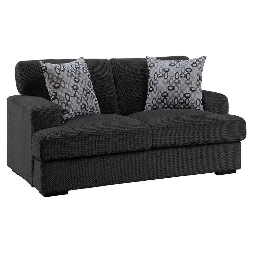 Gray Microfiber Loveseat with 2 Pillows T13638