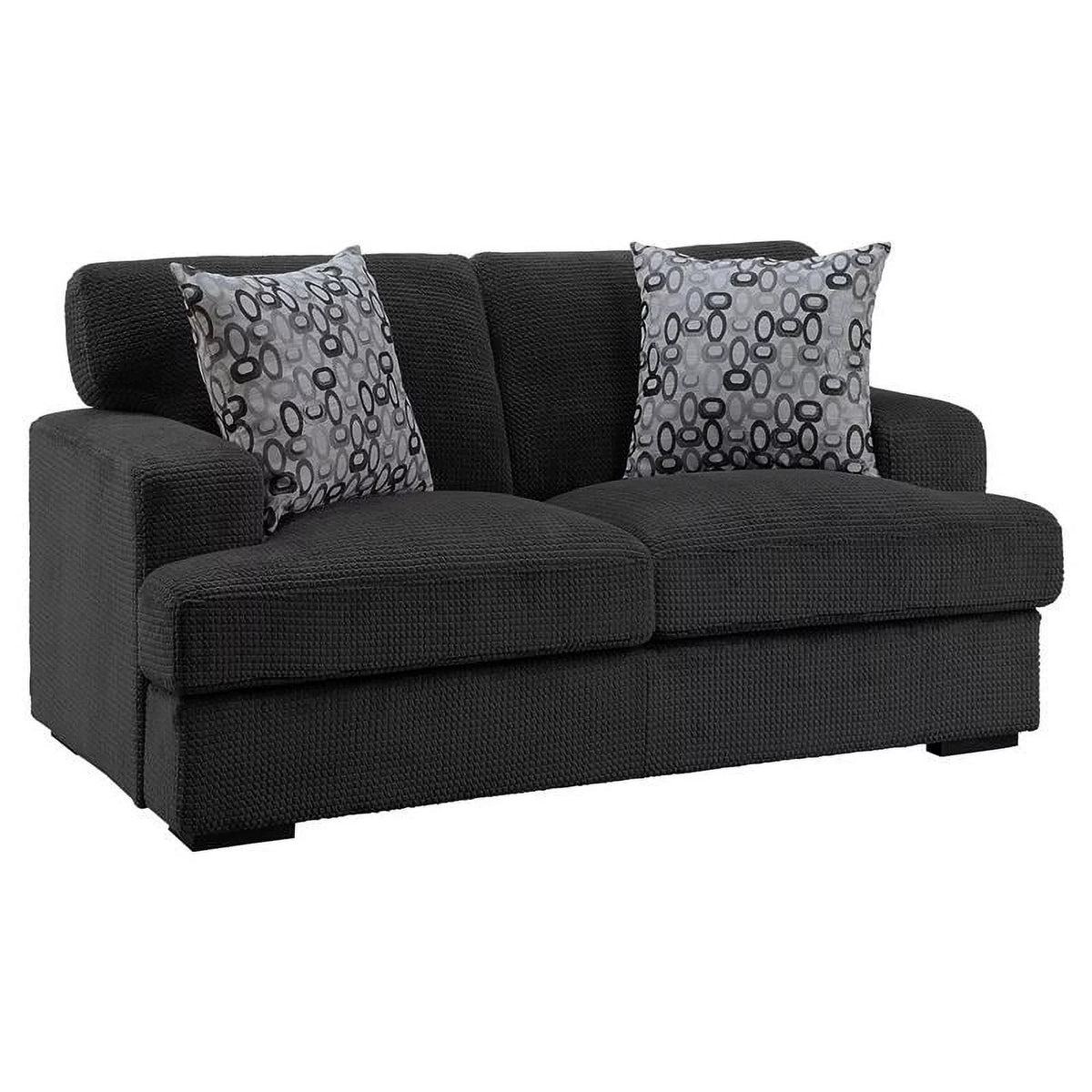 Gray Microfiber Loveseat with 2 Pillows T13638