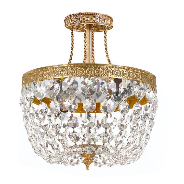 3 Light Clear Spectra Brass Ceiling Mount G856