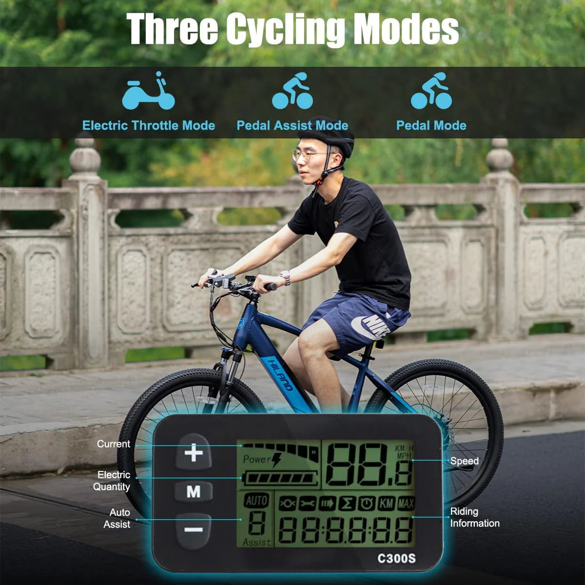 Blue 350W 36V 7-Speed Electric Bike I126529