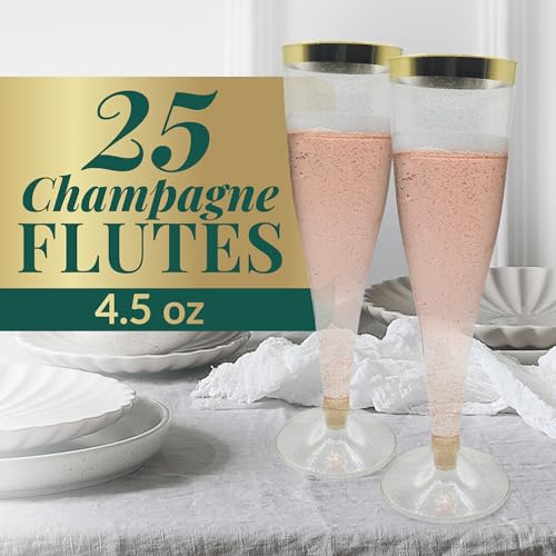 25 Pack 4.5 oz Plastic Champagne Flutes C74793