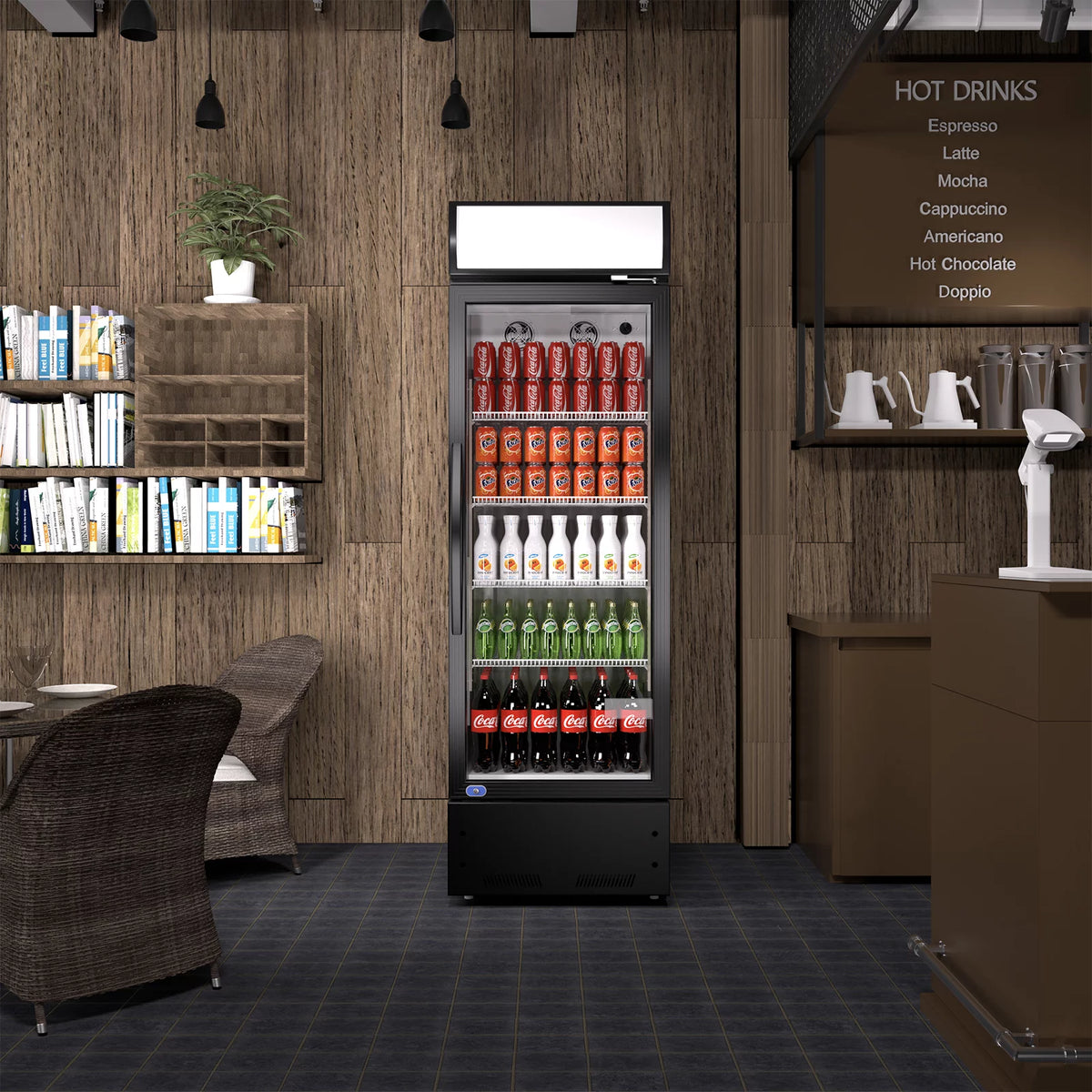 24" Commercial Glass Door Beverage Refrigerator with Adjustable Shelves T7308