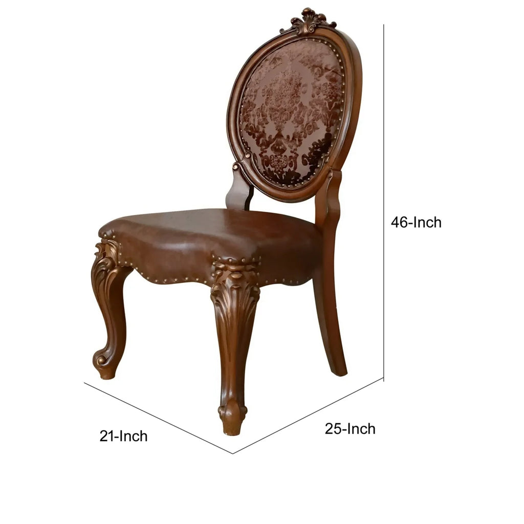 Set of 2 Brown Tufted Faux Leather Dining Chair N239375