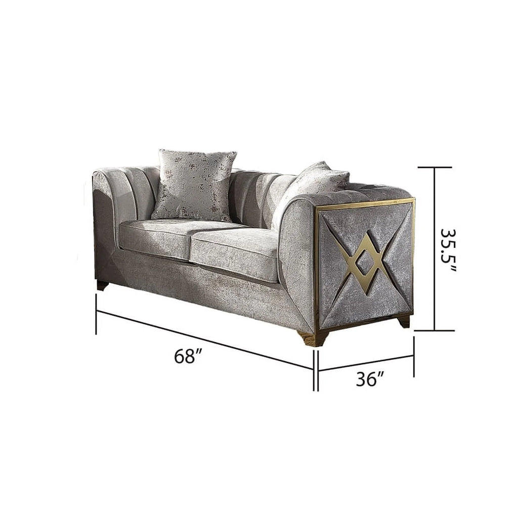 2 PC Wood Living Room Set in Cream I7032