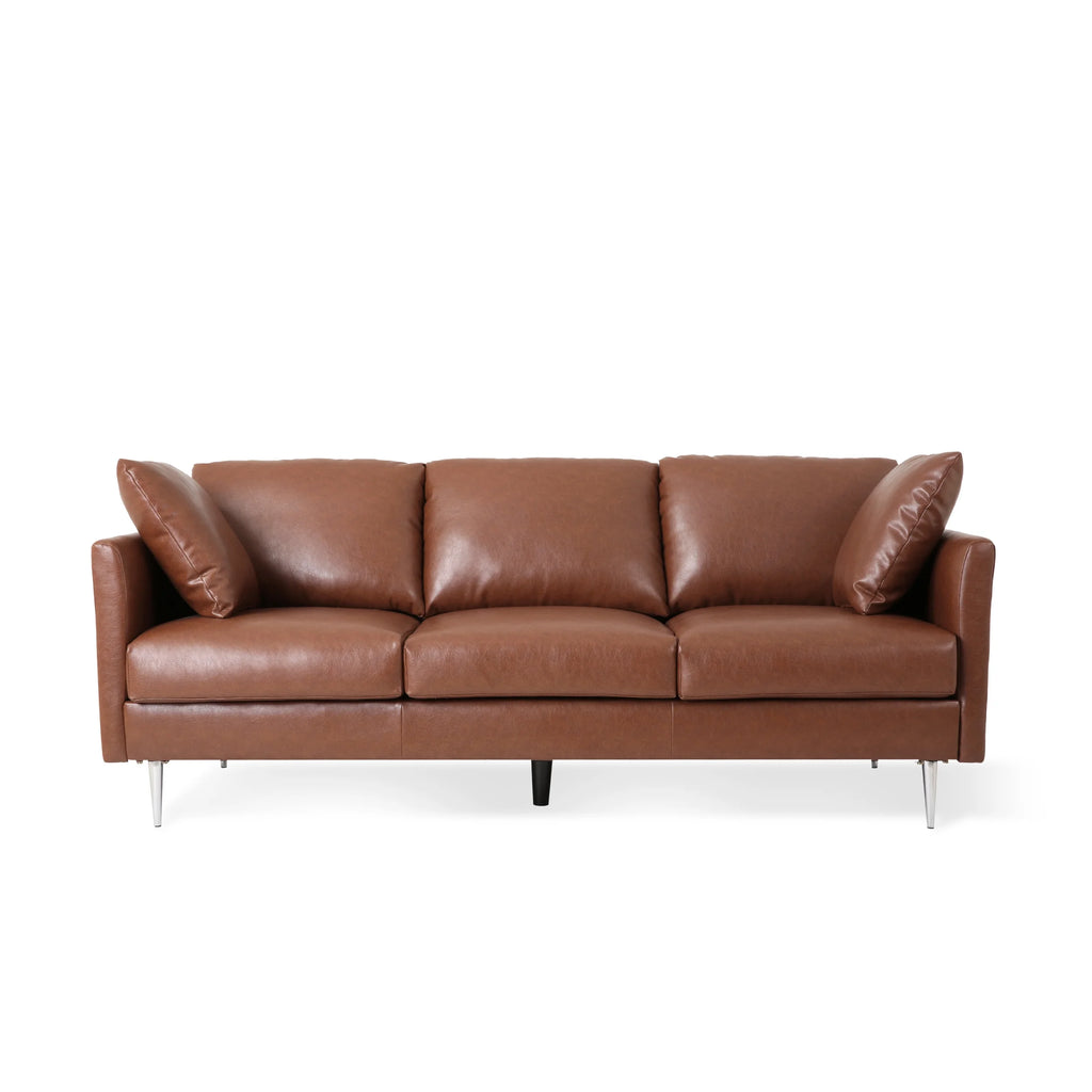 Faux Leather 3 Seater Sofa with Pillows W266