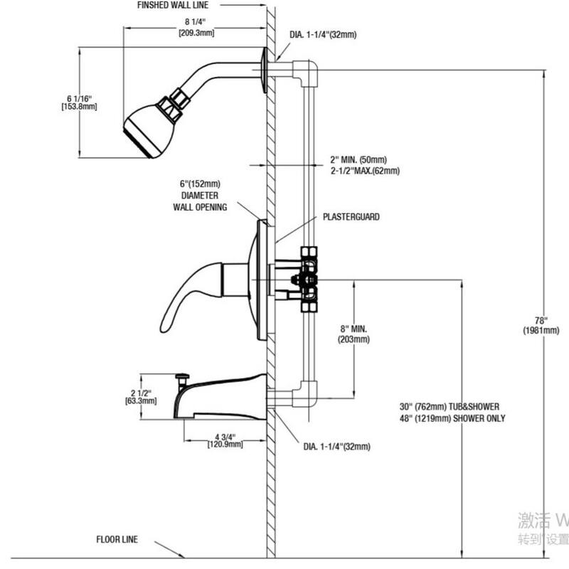 Single Handle Tub and Shower Faucet 1.8 GPM Brushed Nickel W309