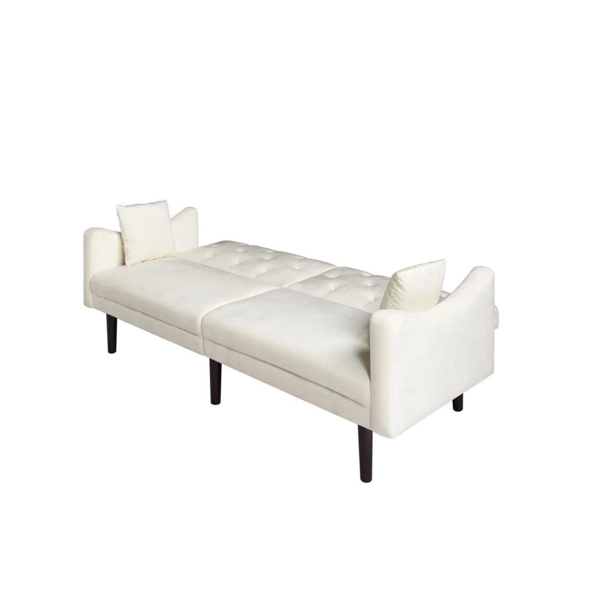 Beige Velvet Futon Sofa Bed with Pillows X30195
