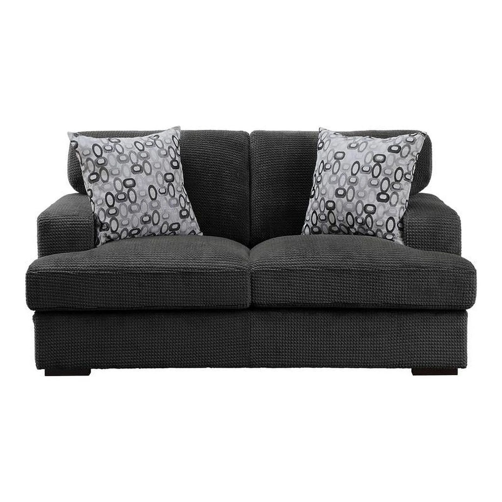 Gray Microfiber Loveseat with 2 Pillows T13638