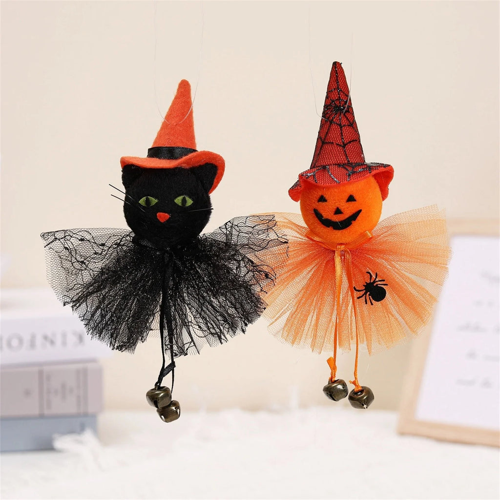 Halloween Doll Pumpkin Ghost Cat Charm Scary Witch Doll O77284