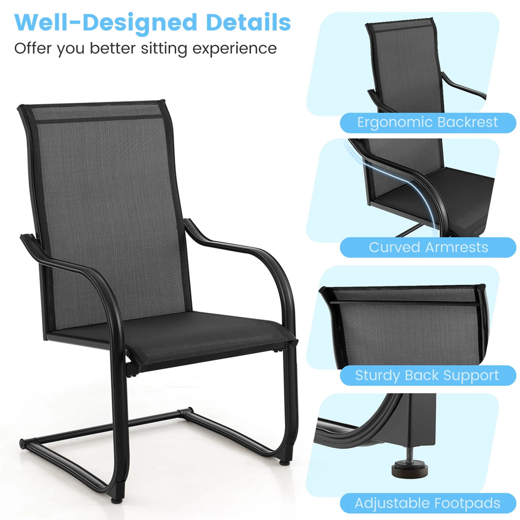 2pcs Black C-Spring Patio Dining Chairs W511