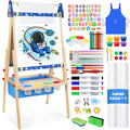 Adjustable Wooden Kids Art Easel with Whiteboard & Chalkboard B476369