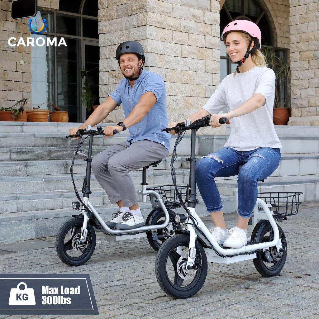 800W Adults Folding Electric Scooter with Removable Seat, Basket, 14" Tire, Silver H59456