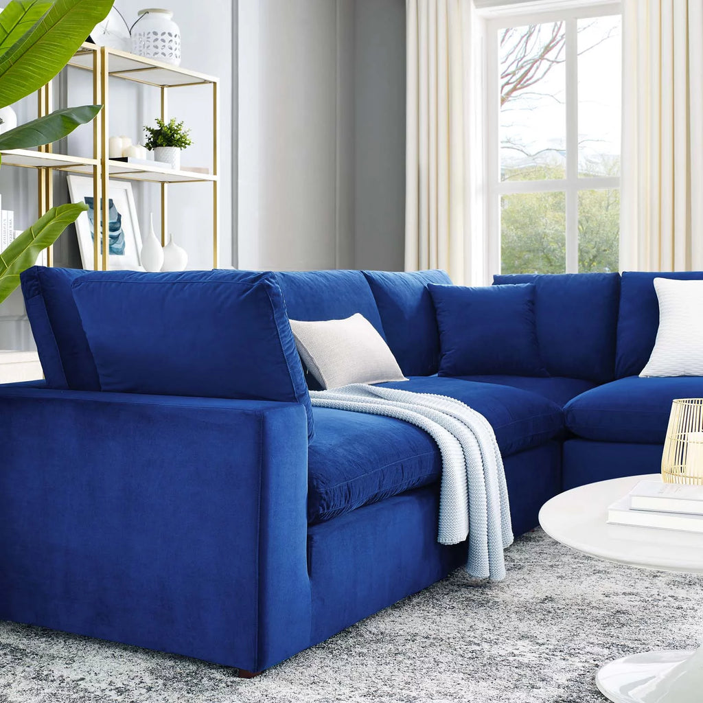 Blue Navy Velvet Sectional Sofa Set J106294