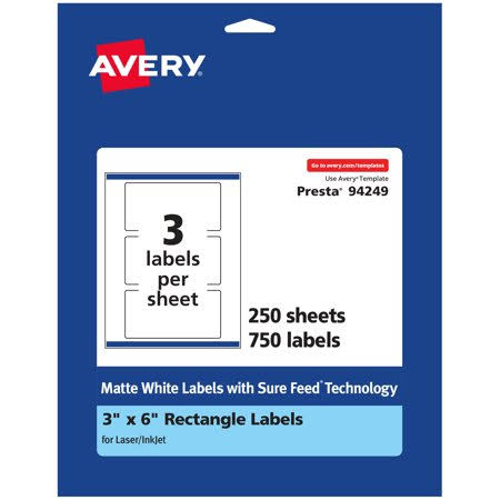 Matte White Rectangle Labels, 3 inch x 6 inch, 750 Labels Z505