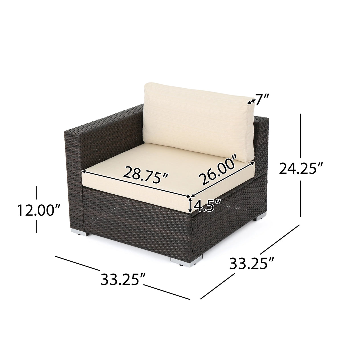 5 Piece Wicker Sectional Sofa Set with Cushions R8047