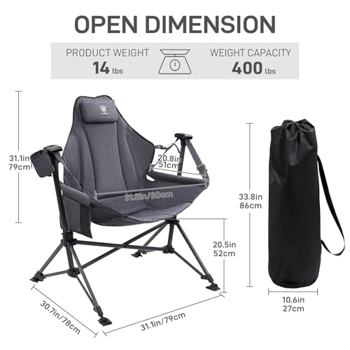 Oversized Padded Hammock Camping Chair with Cup Holder E911