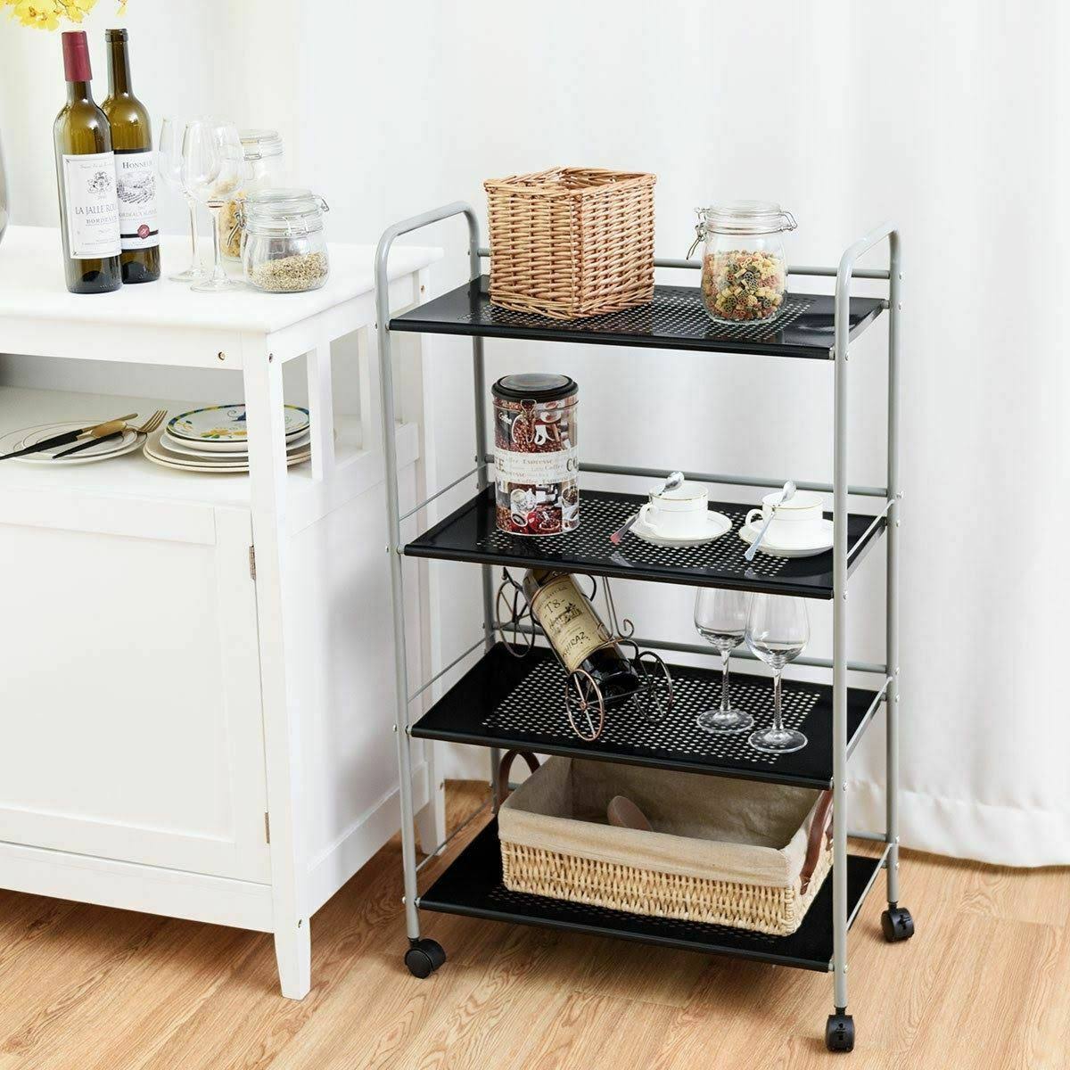 4 Tiers Rolling Storage Cart Utility Trolley M996