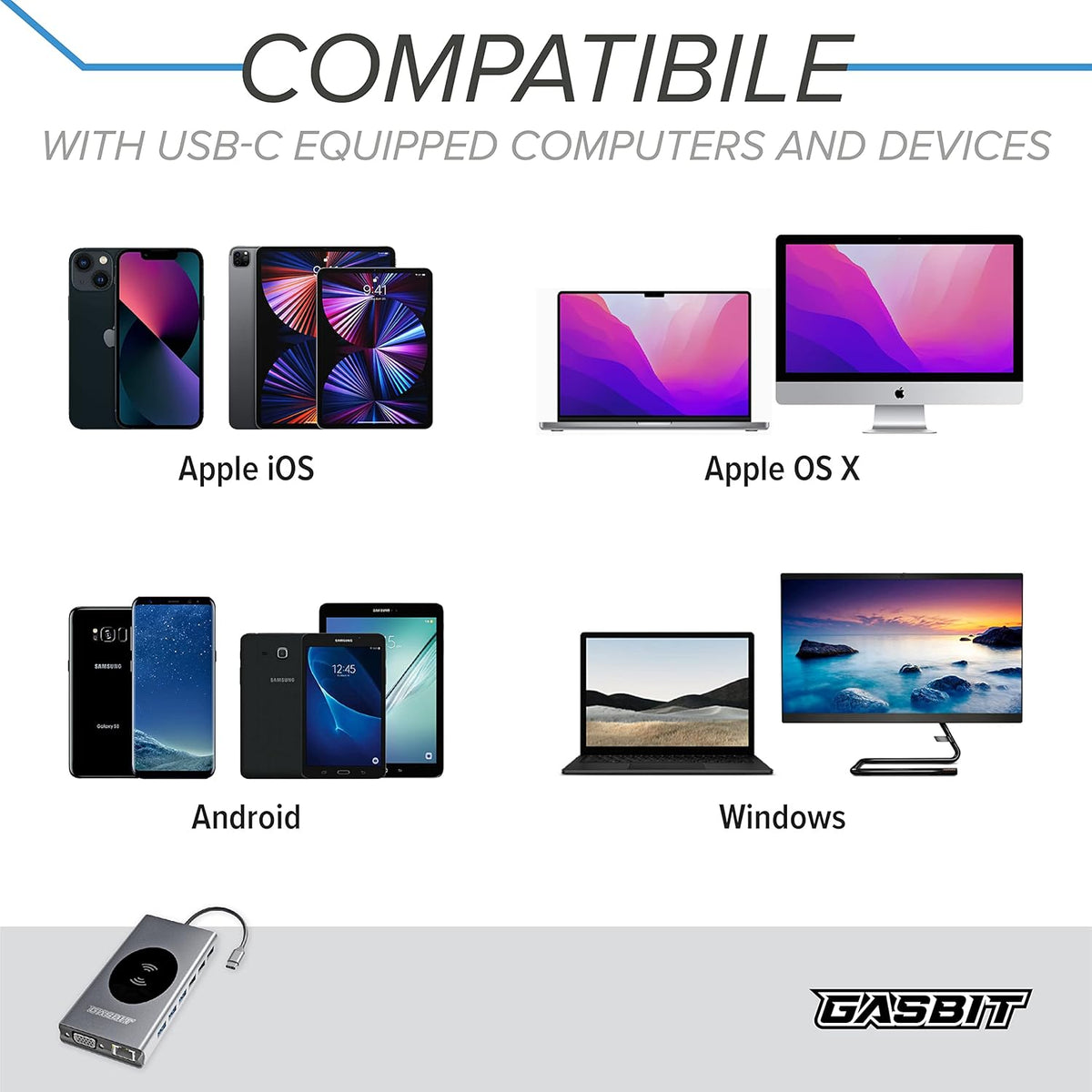 15-in-1 USB C Hub Multiport Adapter with Wireless Phone Charger, Pack of 2 T813388