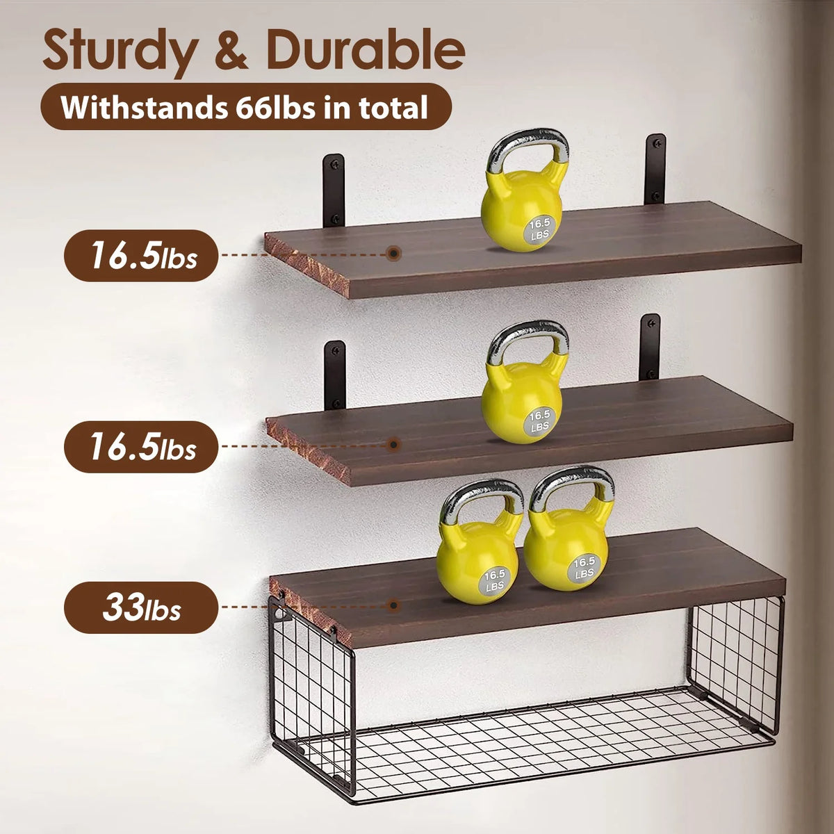 Wall Mount Storage Shelves with Basket S402