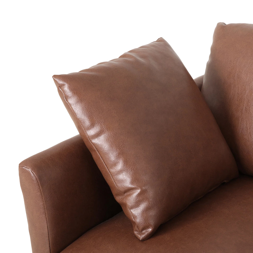 Faux Leather 3 Seater Sofa with Pillows W266