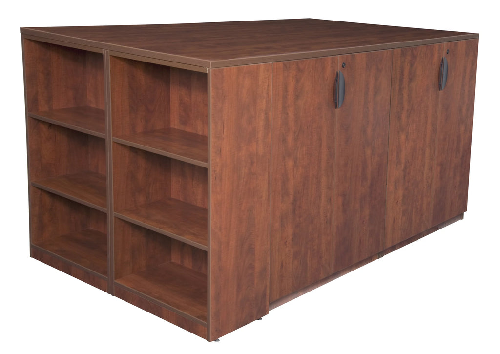 Cherry 2 Storage Cabinet 2 Desk with Bookcase S835770