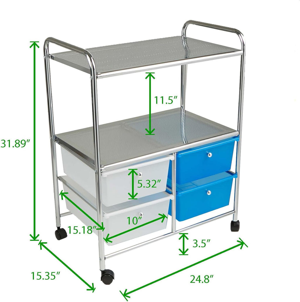 Silver 4 Drawer Rolling Utility Cart G865