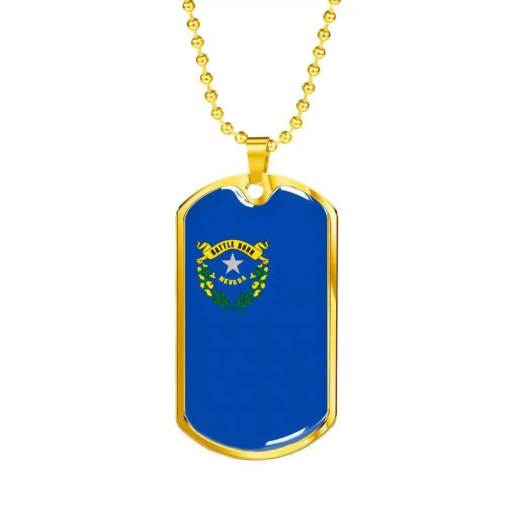 Stainless Steel or 18k Gold Dog Tag Necklace G976825