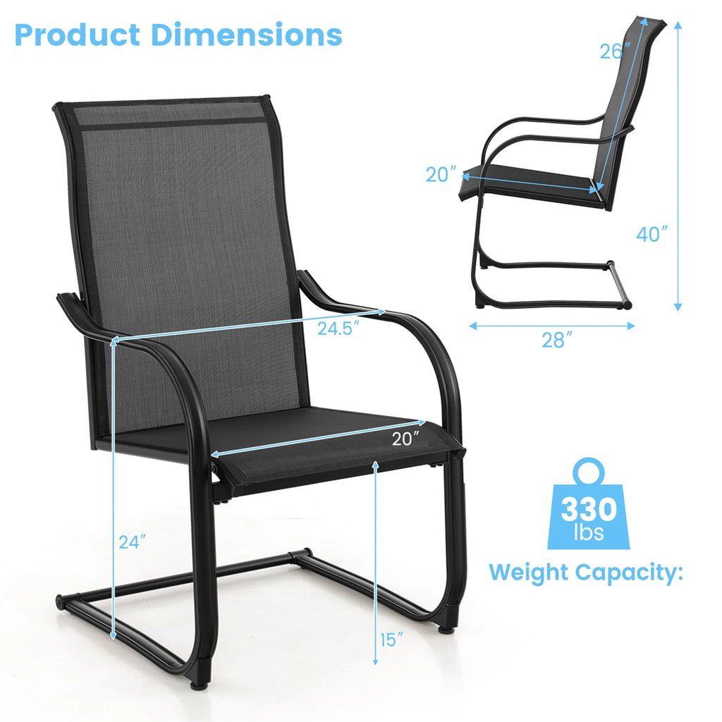 2pcs Black C-Spring Patio Dining Chairs W511