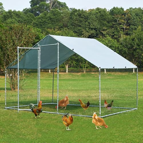 Large Walk-in Metal Chicken Coop with Waterproof Cover Q50542