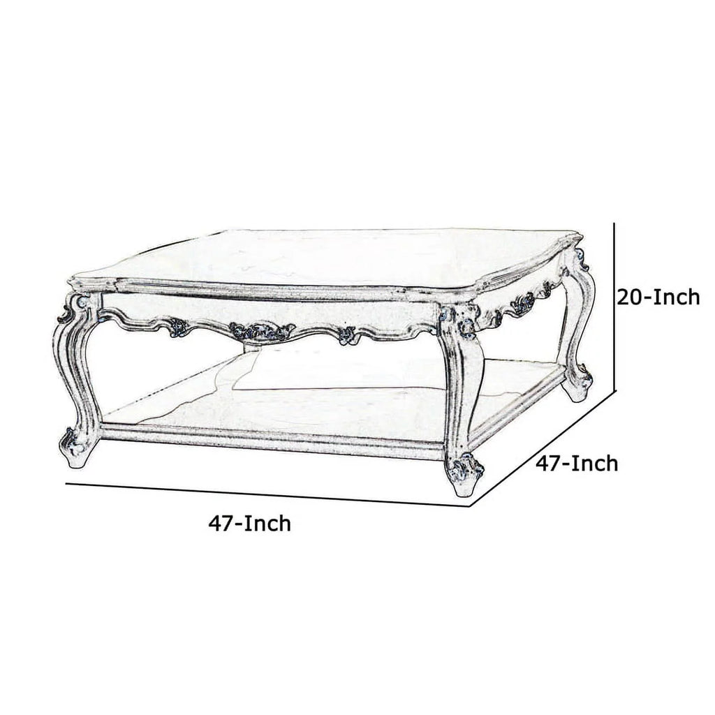 Antique White Scalloped Top Coffee Table Q980
