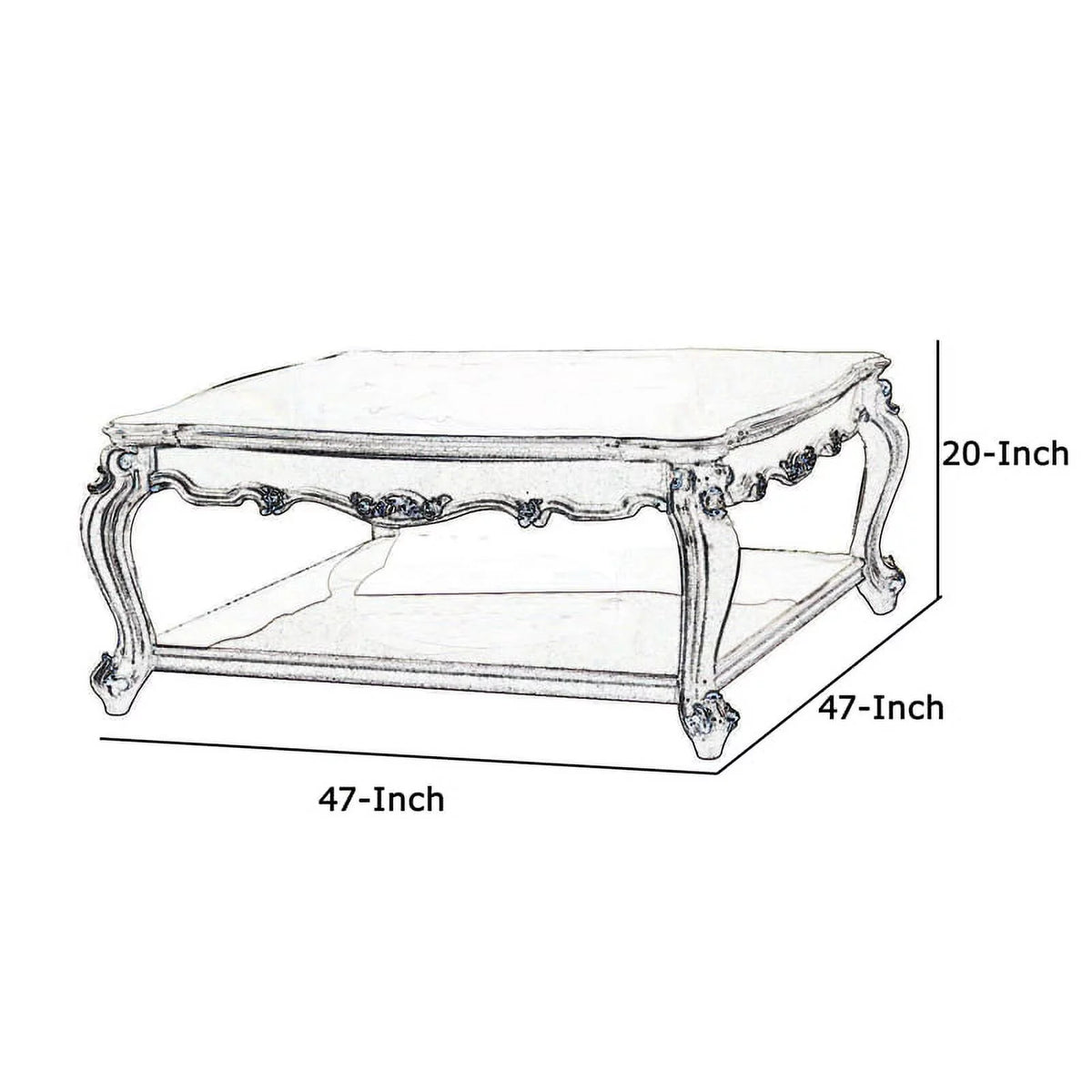 Antique White Scalloped Top Coffee Table Q980