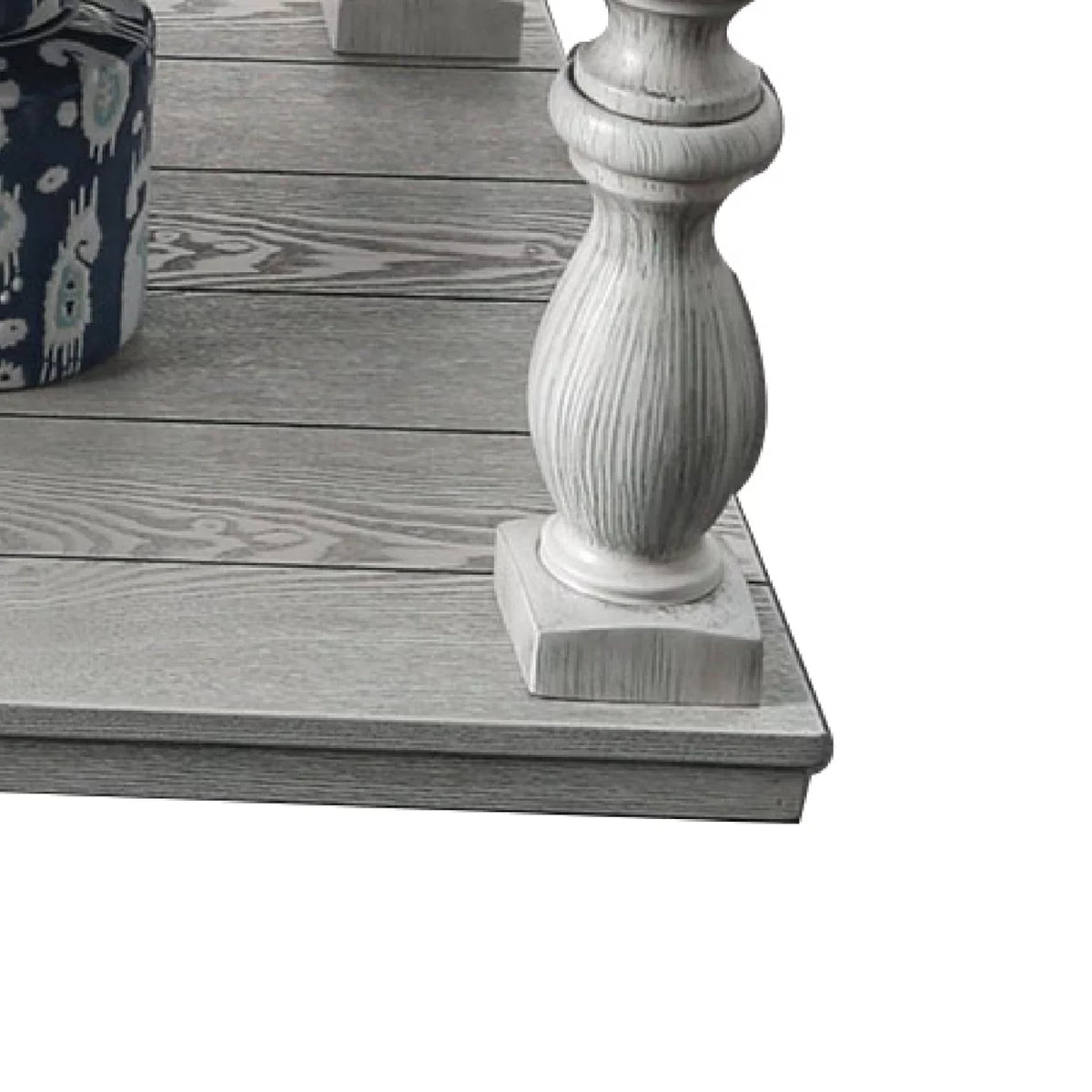 Antique White Plank Top Coffee Table with Open Shelf Q3102