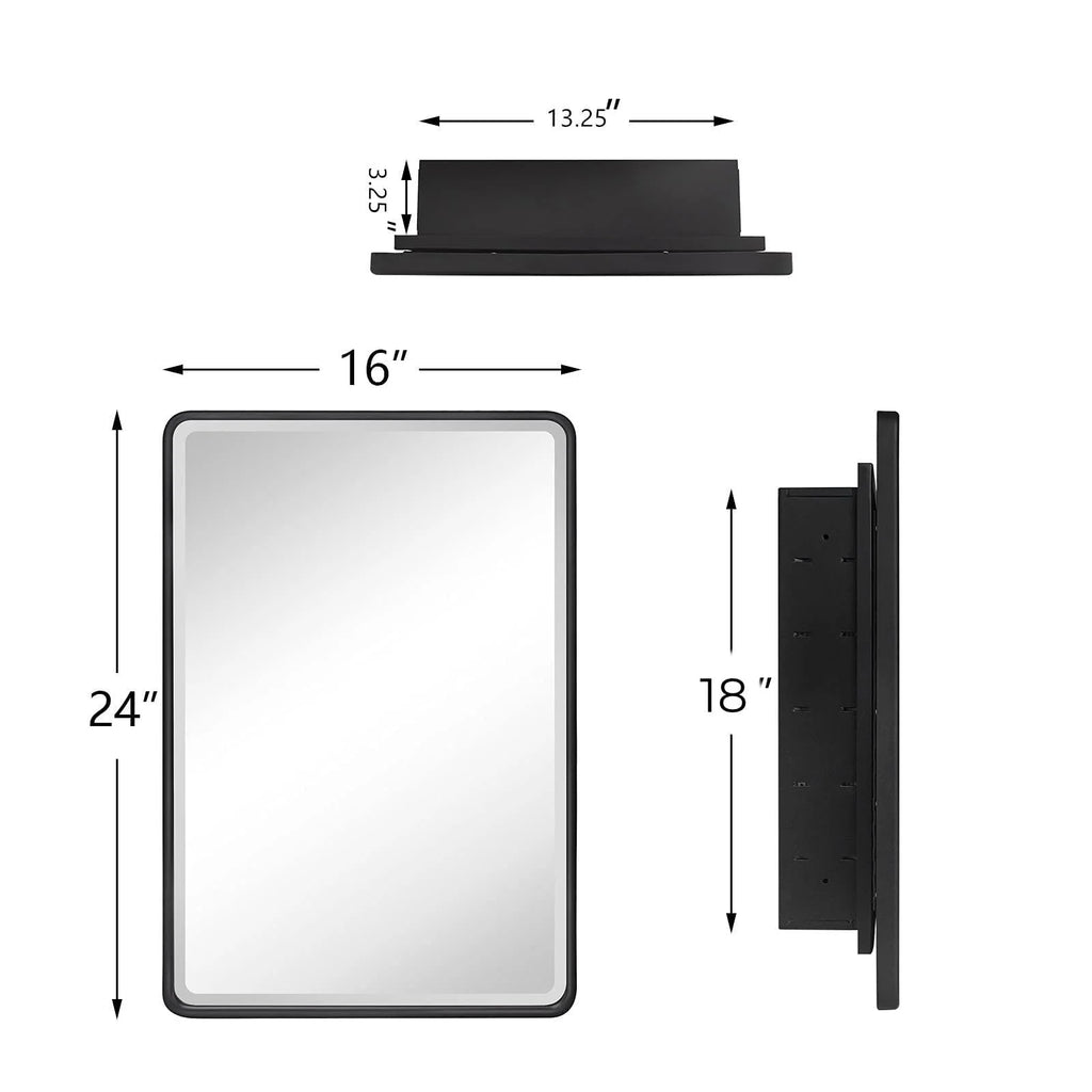 Recessed Metal Bathroom Medicine Cabinet with Mirror 24" x 16" V162601