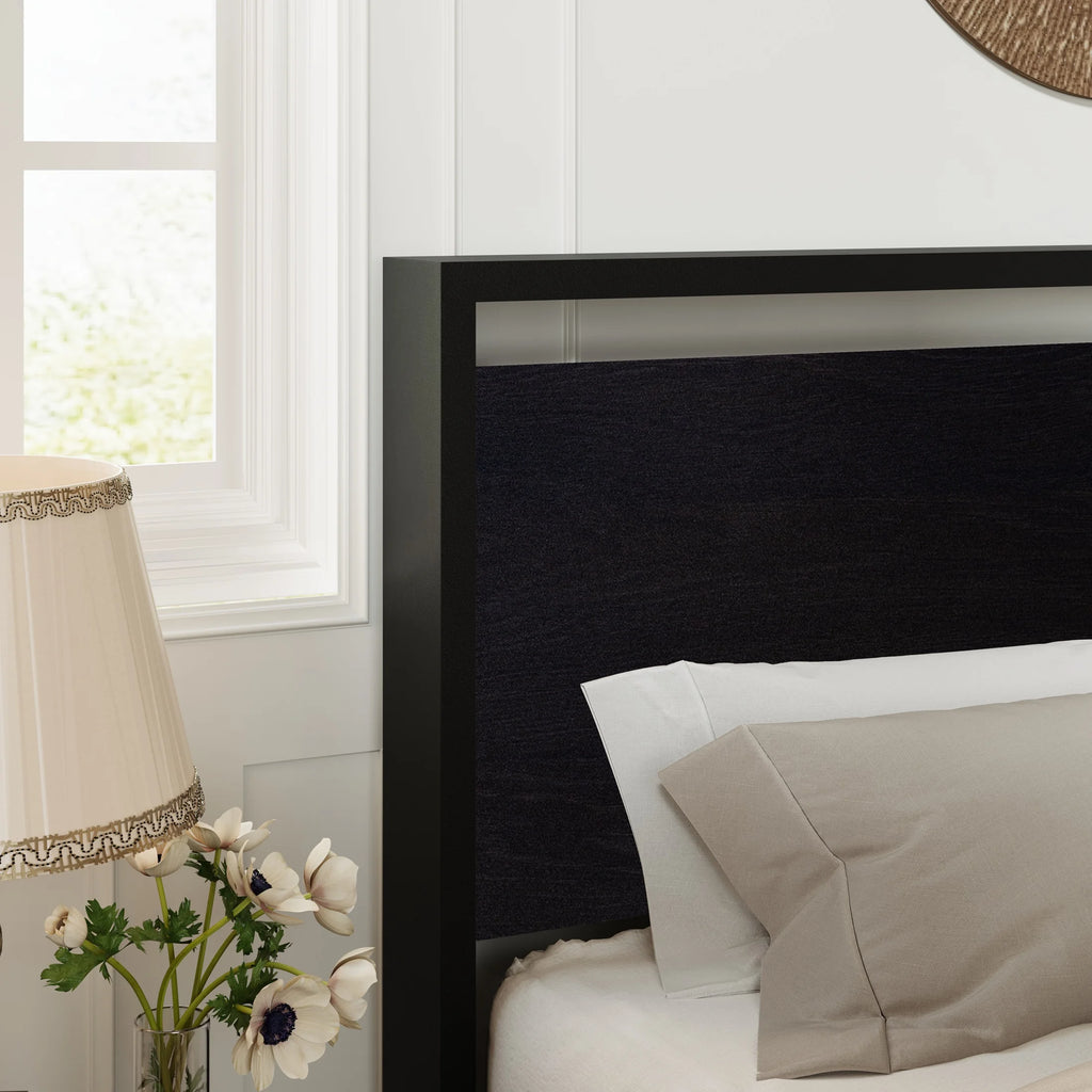 Walnut King Size Platform Bed Frame with Wood Headboard Q770