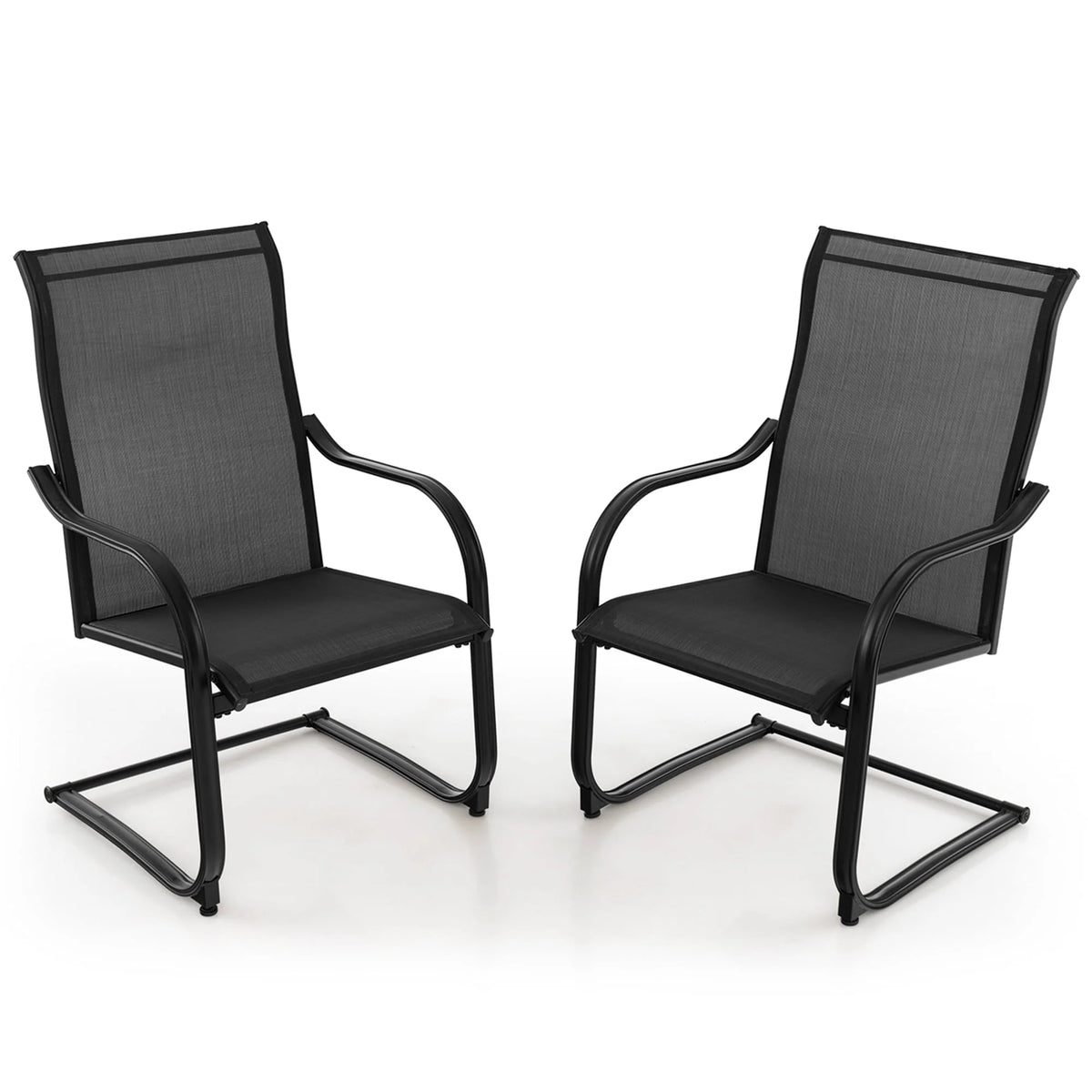 2pcs Black C-Spring Patio Dining Chairs W511