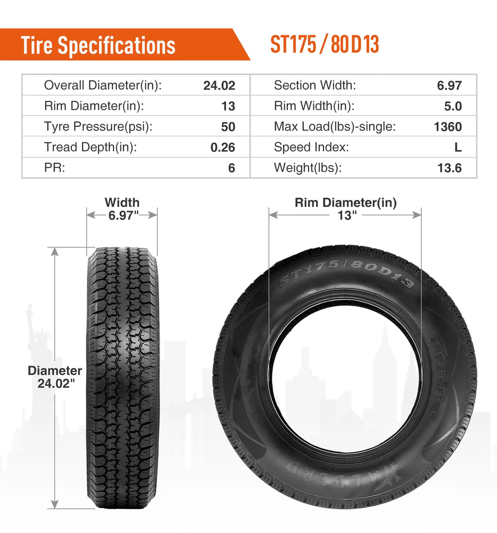 ST175/80D13 Trailer Tire Load Range C L5092