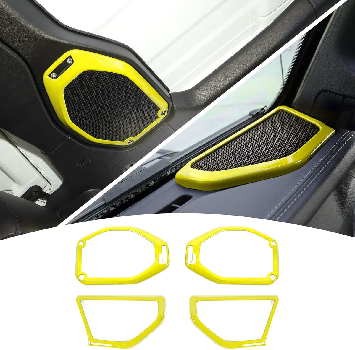 4PCS Car Roof Speaker & A Pillar Speaker Cover Trim Interior Accessories (Pink) J245