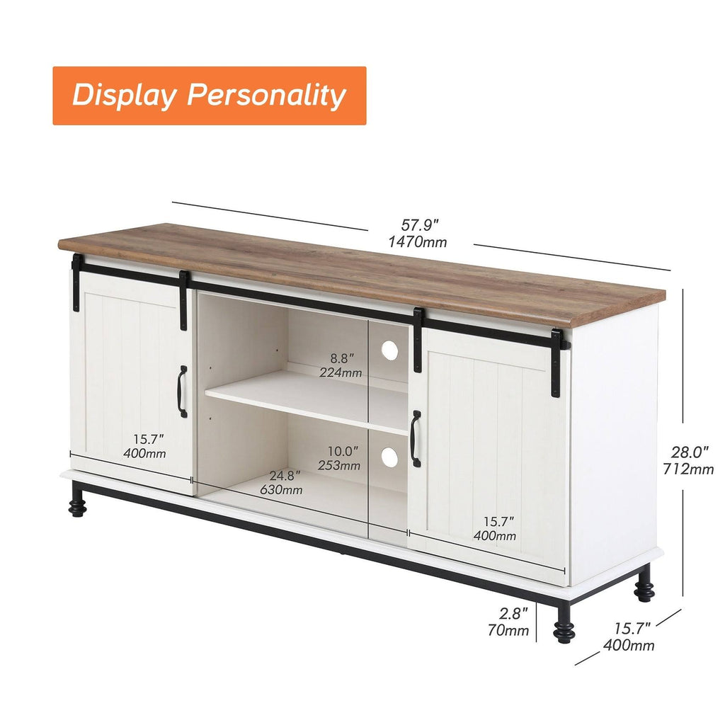 Oak Sliding Barn Door TV Stand Storage Cabinet V763821