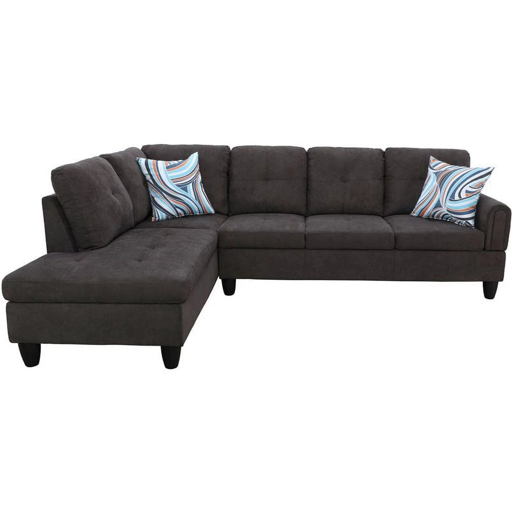 Linen Fabric Sectional Sofa Set in Dark Brown C499132