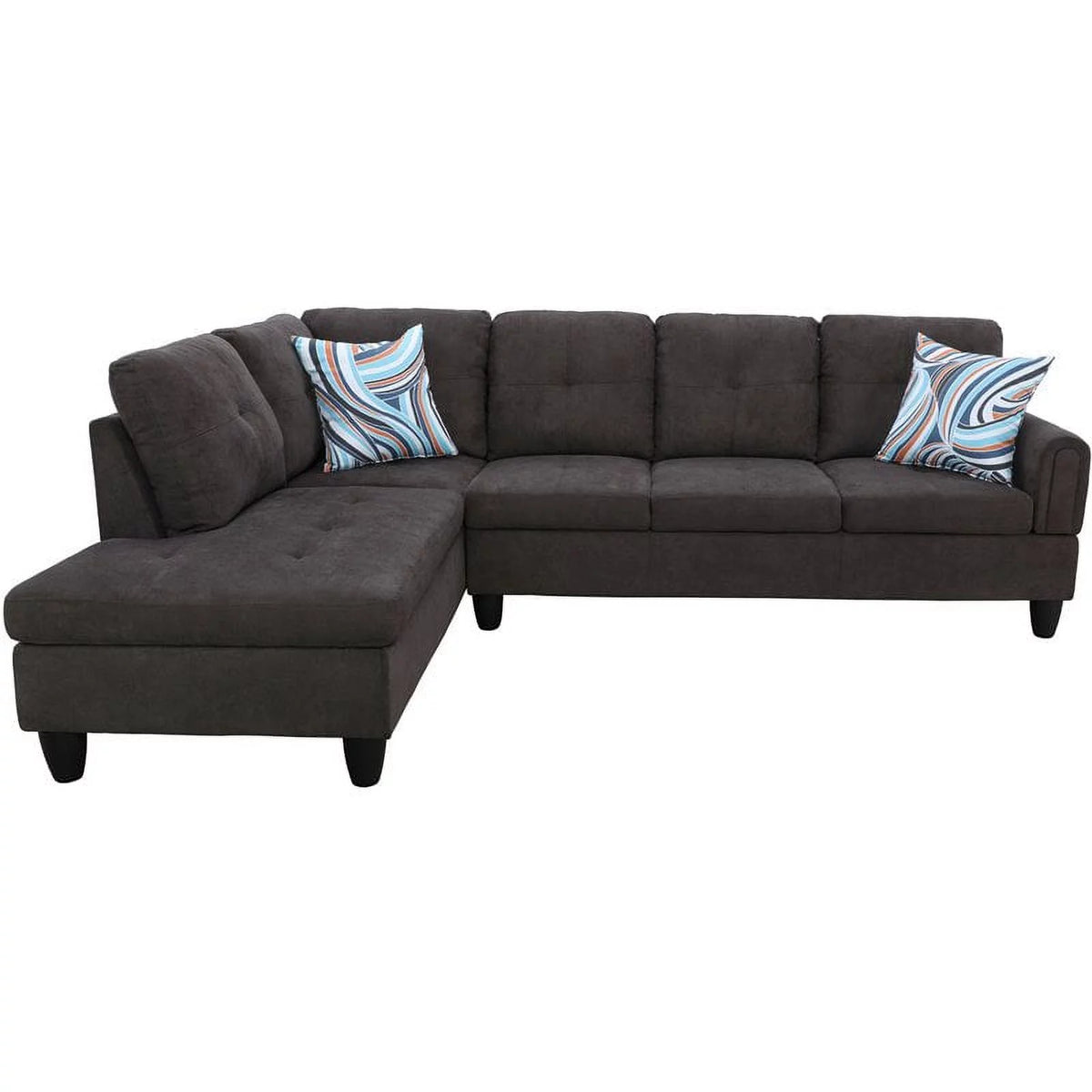 Linen Fabric Sectional Sofa Set in Dark Brown C499132