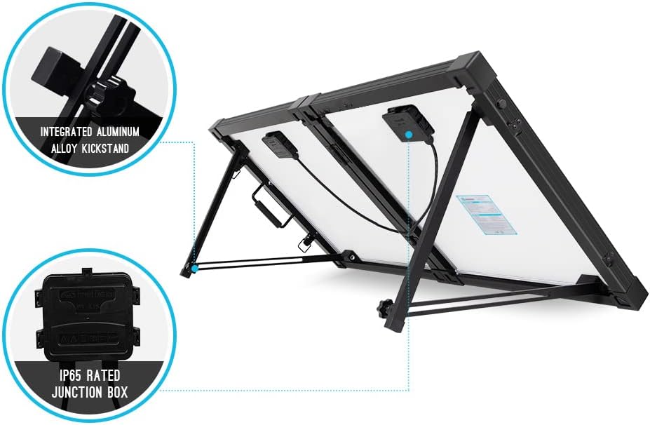 200 Watt Portable Foldable Solar Panel Suitcase with Waterproof 20A Charger Controller N2182