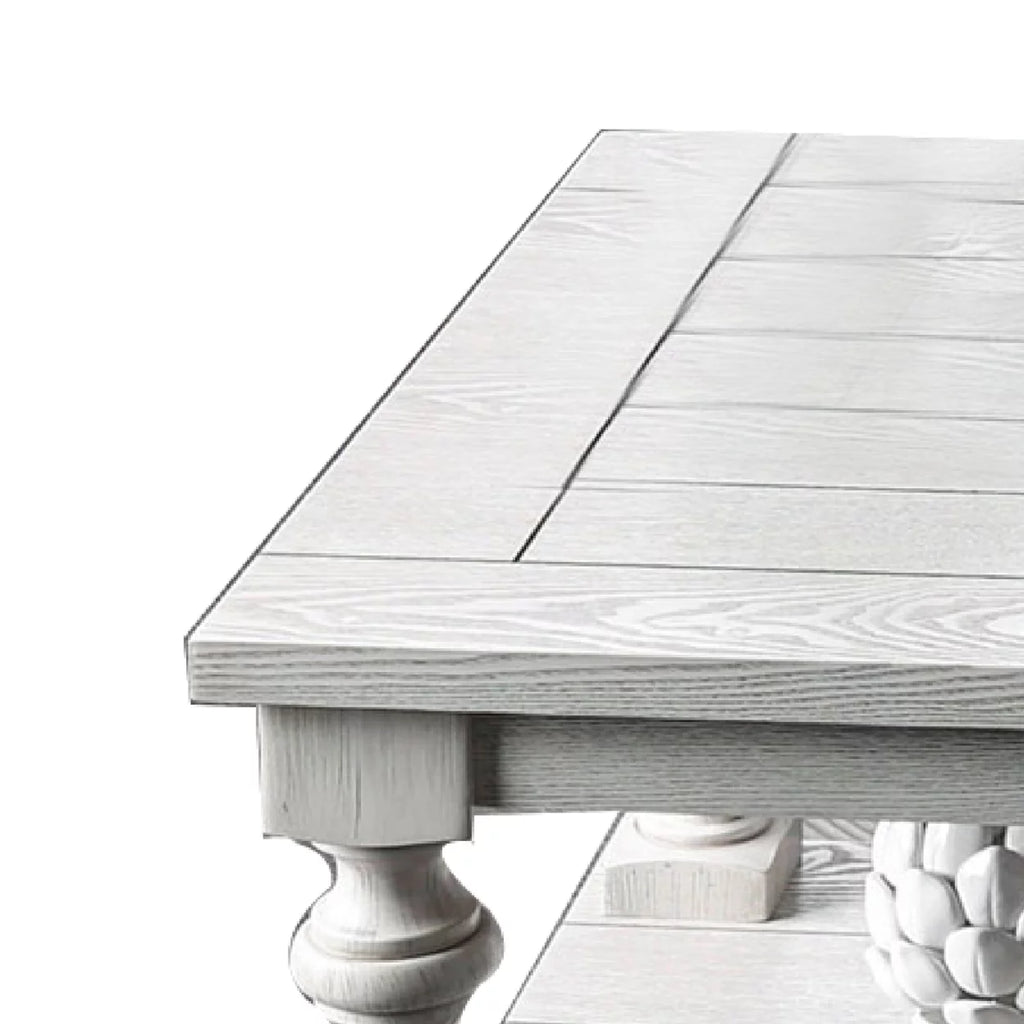 Antique White Plank Top Coffee Table with Open Shelf Q3102