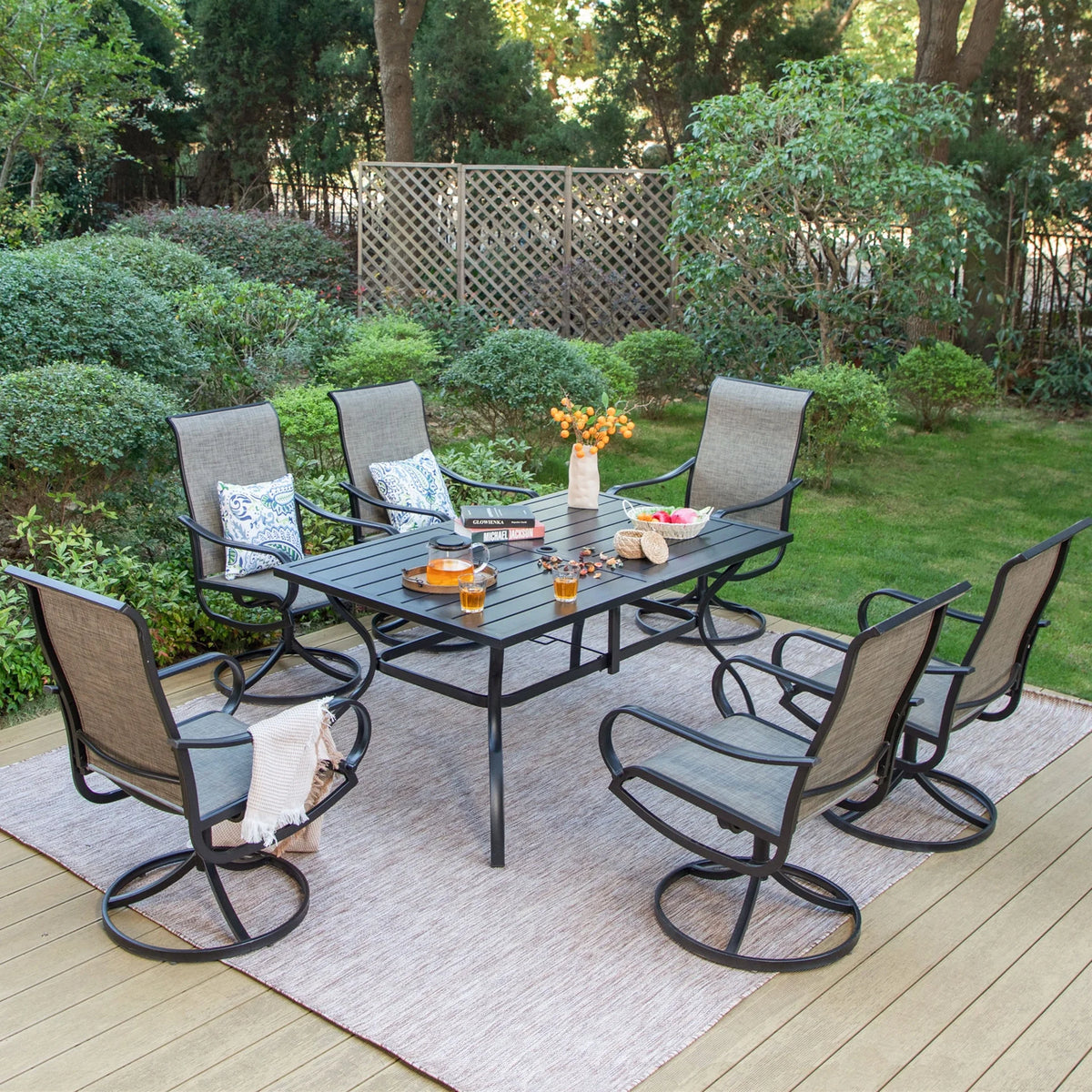 7-Piece Outdoor Dining Set with Swivel Chairs H6762
