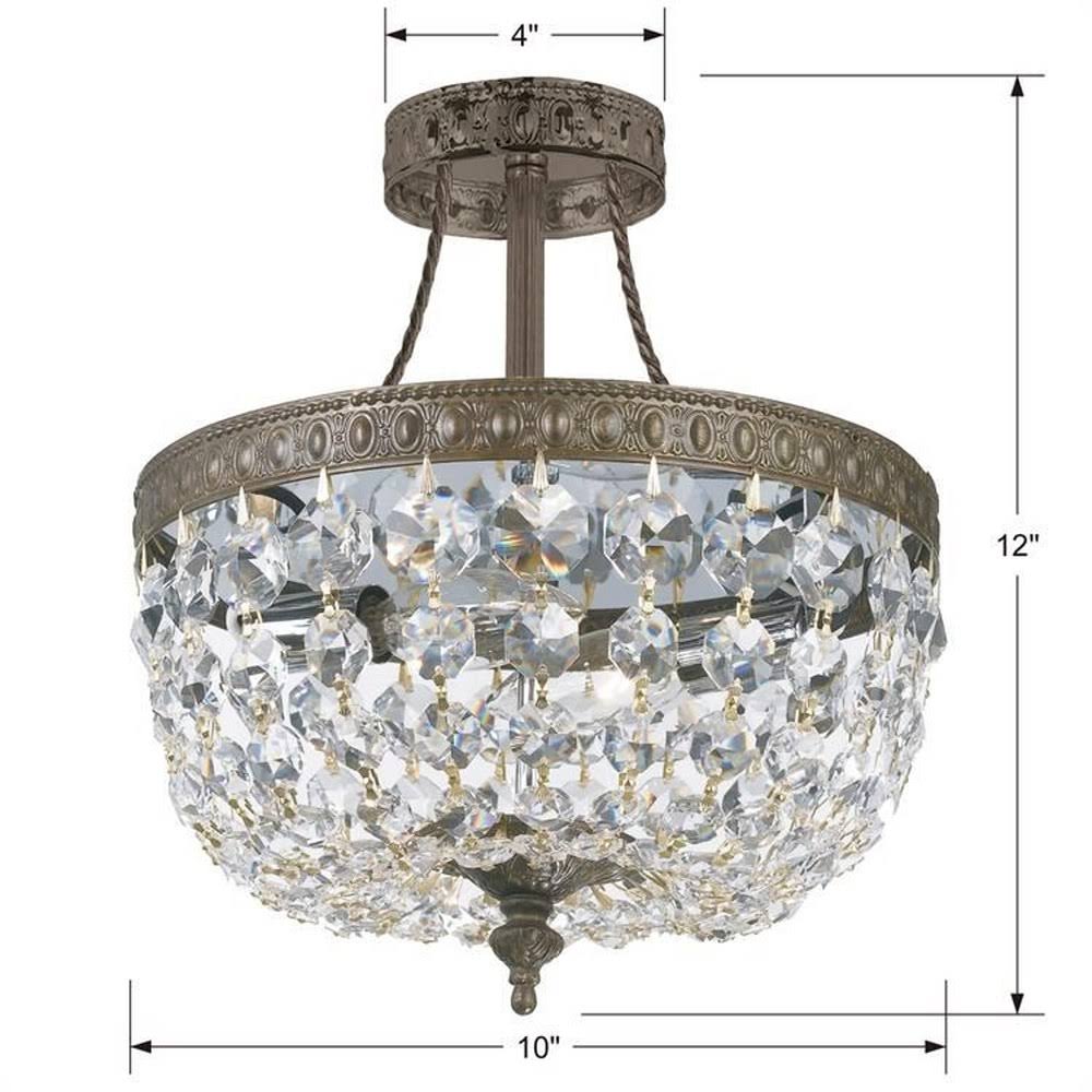 3 Light Clear Spectra Brass Ceiling Mount G856
